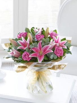 Large Mother's Day Pink Rose and Lily Hand-tied